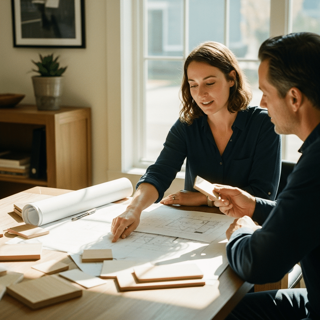 Savjetovanje o dizajnu saune između klijenta i KUBIQ tima