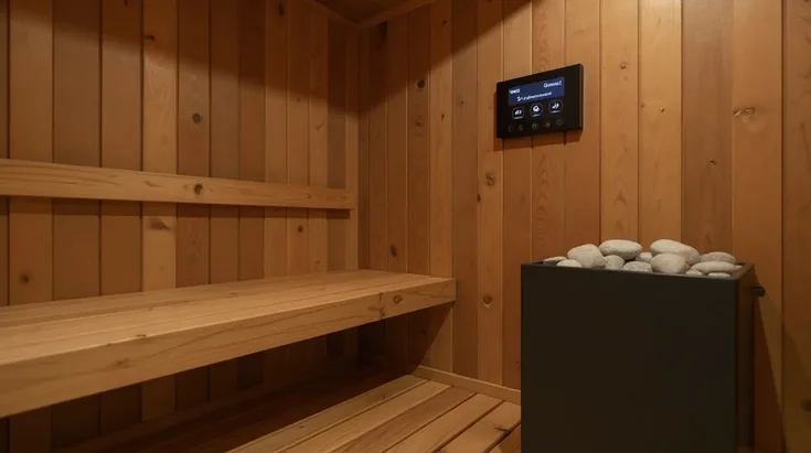KUBIQ sauna interijer s prikazom više načina korištenja: finska sauna, IR sauna i BIO sauna