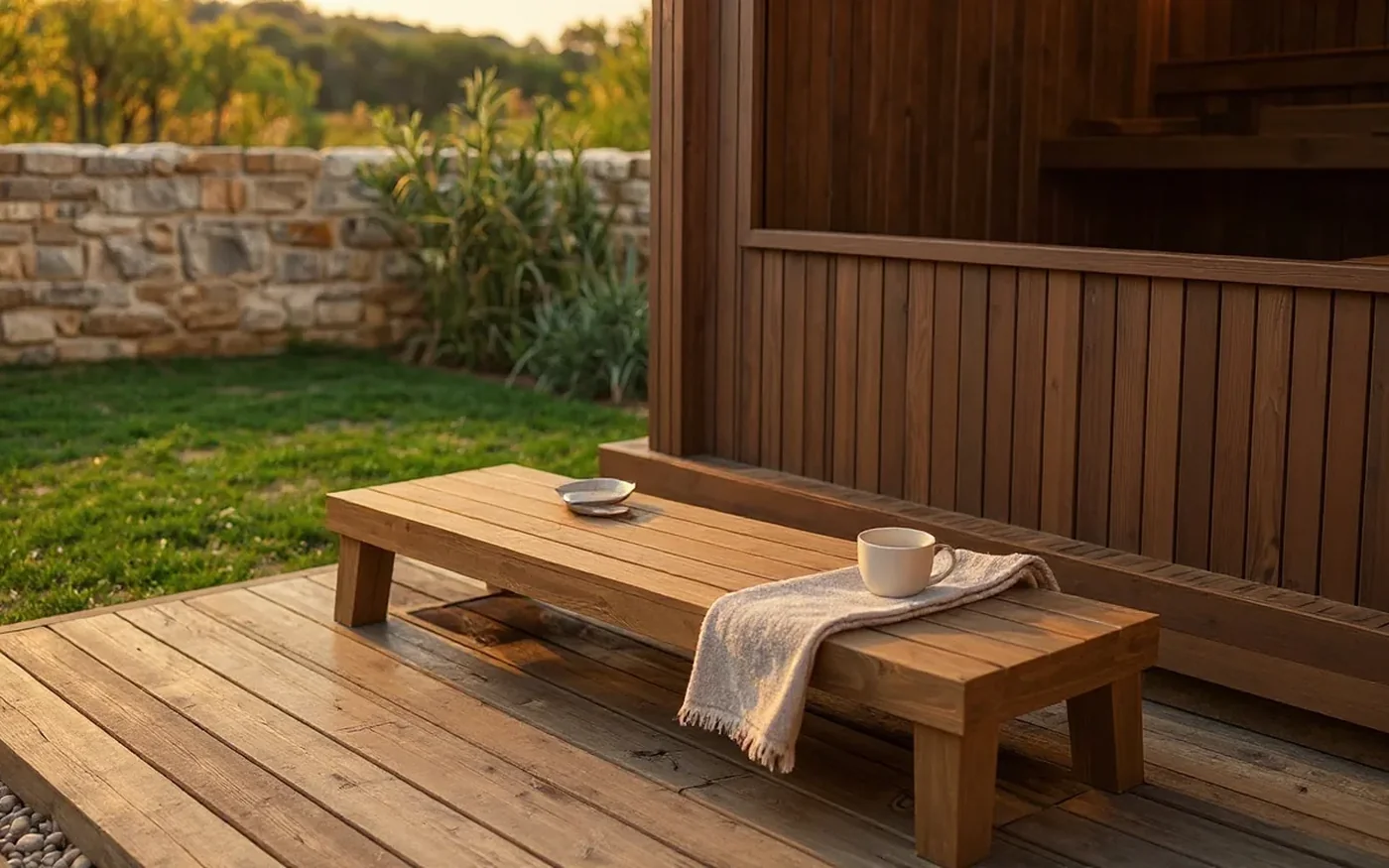 Zona odmora nakon saune u outdoor wellness prostoru