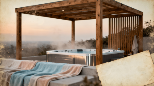 Drvena pergola s hot tubom – KUBIQ